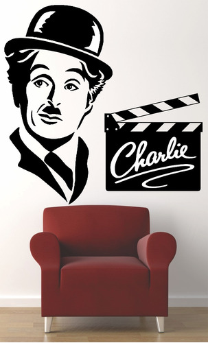 Adesivo Parede Charlie Chaplin 1 Metro Claquete Cinema Sala