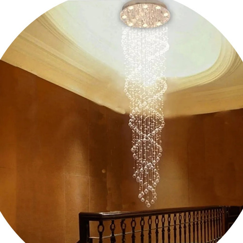 Lustre De Cristal Espiral Base 50 Cm De 2 Até 2,50 Metros