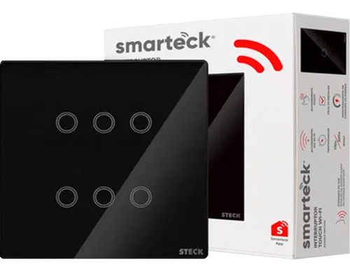 Interruptor Smarteck 4x4 6 Módulos Touch Preto