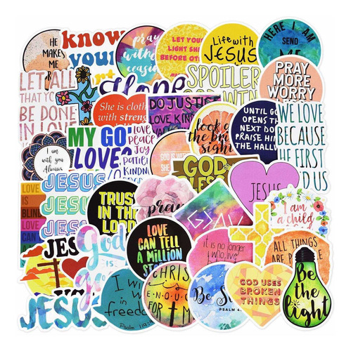 Jesús Christian Stickers, 50 Piezas Religiosas Bíblicas Port