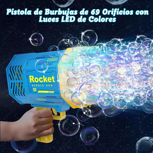 Pistola De Burbujas Rocket - Diversión Asegurada Para Niños Azul