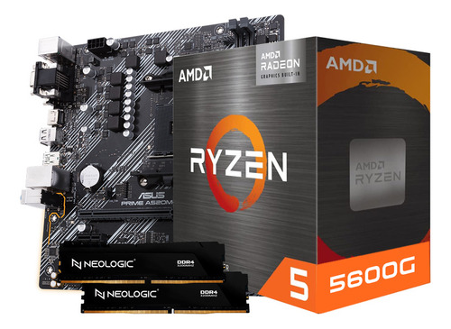 Kit Upgrade Amd Ryzen 5 5600g, Placa Mae A520m-e Prime Asus