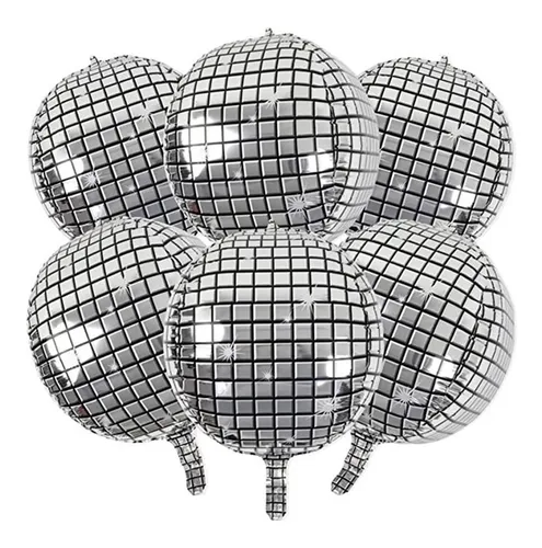 comprar 5 Balão Bexiga Metalizado Discoteca Globo 4d - 56 Cm - Festa