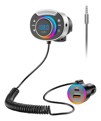 Adaptador Bluetooth Para Automovil, Carga Rapida, 7 Colores