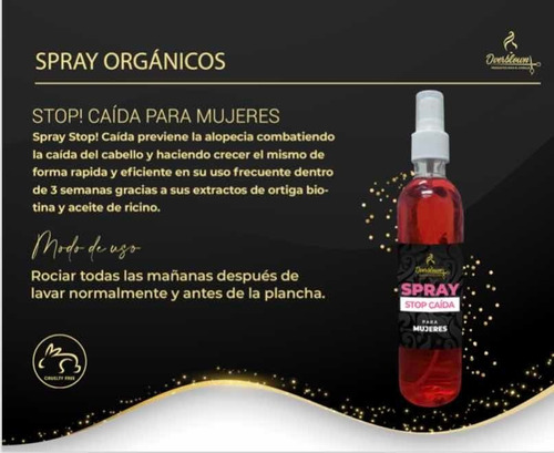 Spray Stop Caída Mujer, Orgánico Fabricado En Chile.