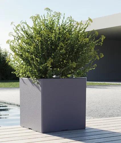 Maceta Plástica Rotomoldeada Modelo Cubo N 40 Moderna Amalfi Color Gris Grafito