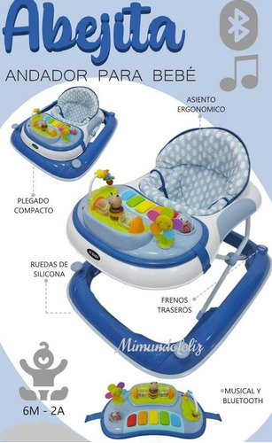 Andador Abeja Bebe Niño Bandeja Para Comer Musical Bluetooth