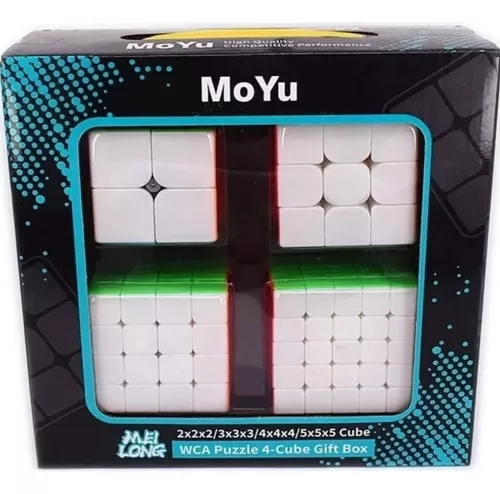 Kit Cubo Mágico Profissional MoYu 3x3 e 4x4 Carbon - Cubo Mágico