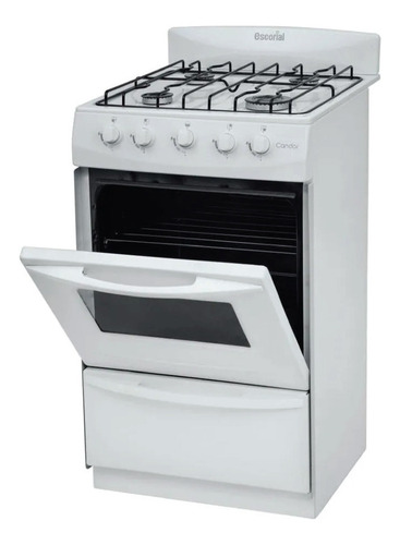 Cocina Escorial Candor gas natural 4 hornallas blanca puerta con visor 52.6L