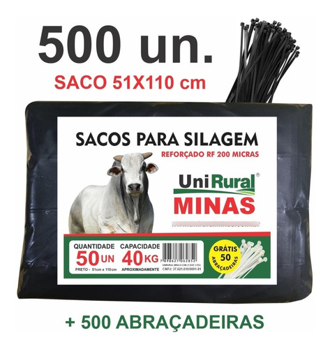 Saco De Silagem 51x110 500un. 200 Micras+500 Abra Envio 24hs