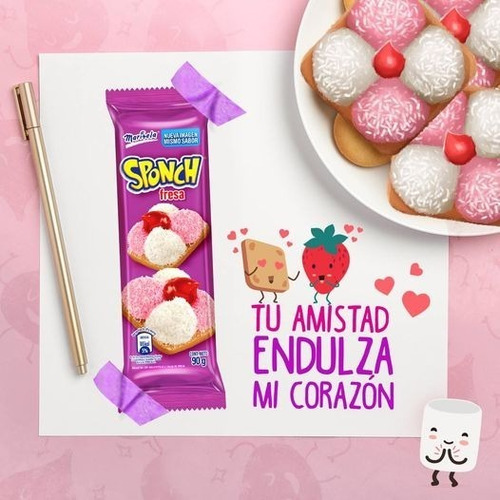 3 Marinela Sponch Galletas Malvavisco Coco Fresa