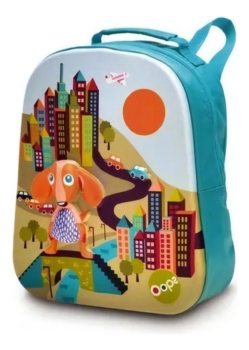 Mochila Infantil Oops Happy Backpack! 30004.20 Color Azul Diseño De La Tela Ciudad