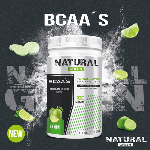 Aminoácidos Bcaas Green Varios Sabores 1kg 100 Servs Limón