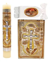 Comprar Kit Primera Comunión Vela Biblia Repujado Rosario Escruz