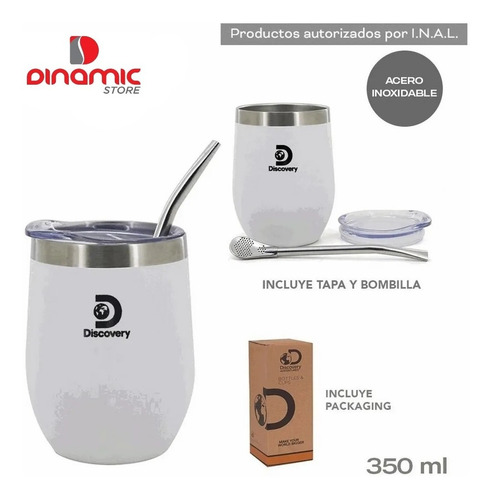 Imagen 2 de 7 de Mate Vaso Térmico Acero Inoxidable Discovery Tapa+ Bombilla