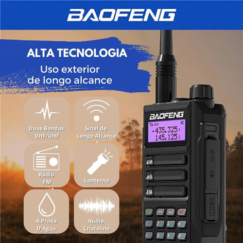 Kit 4 Radio Comunicador Uv16 Baofeng Dualband A Prova Dágua