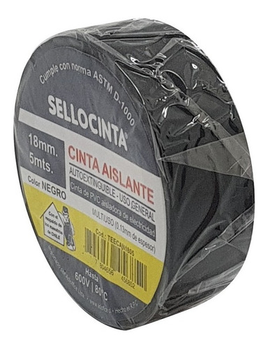 Imagen 1 de 1 de Cinta Aisladora Negra 18mm X 5 Mts (10unidades)
