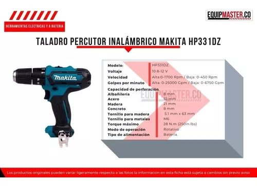 Taladro Inalambrico Atornillador Percutor Makita 12v Hp331dz Norfrig