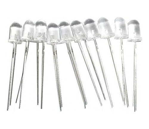 Pack 10 Leds 5mm Blanco Cristal Alto Brillo Arduino Nubbeo