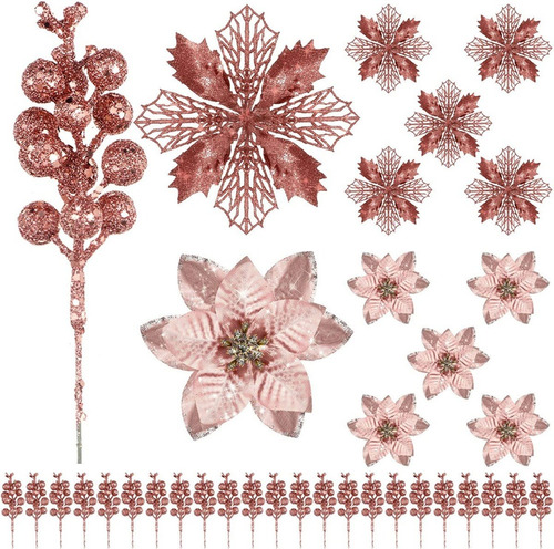 Flores Artificiales /rose Gold/noche Buenas / 12 Pcs + Puas | Meses sin intereses Flores Artificiales /rose Gold/noche Buenas / 12 Pcs + Puas | Meses sin intereses