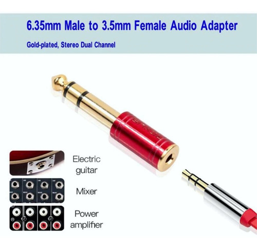 Adaptador Metálico Audio Plug Estéreo 3.5 A Jack 6.3 De Lujo