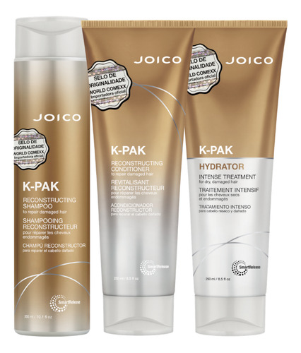 Joico Kit Triplo K Pak Shampoo Condicionador Máscara 