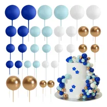Comprar Kit De Cake Toppers En Tonos Azules Y Dorado 4 Tamaños 32pz