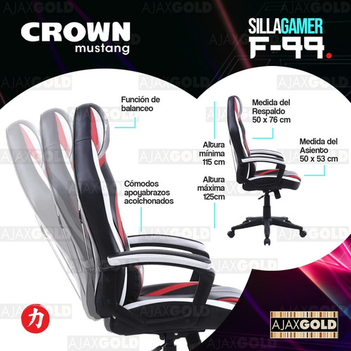 Imagen 6 de 10 de Silla Gamer Escritorio Sillon Ergonomica Con Cuero Sintetico