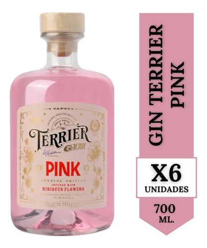 Gin Terrier Pink Caja X 6 X 700ml. Edicion Limitada