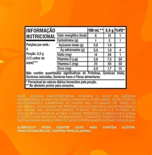 Refresco Em Pó Tang Laranja Com 30 Unidades De 25gr Cada
