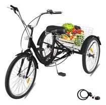 Comprar Vevor Triciclo Adultos 3 Ruedas 7 Velocidades 24 PuLG Cesta