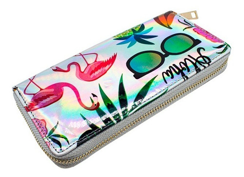 Cartera De Dama Con Monedero Juvenil Tornasol Mayoreo 6 Pzs Color Plateado Diseño De La Tela Sintético