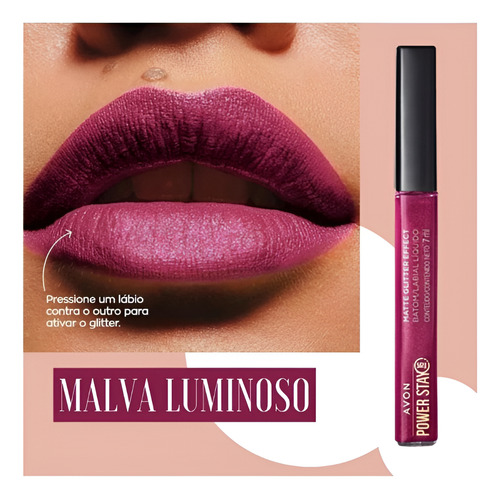 Labial Liquido Matte Con Glitter 16h Power Stay Avon 6ml