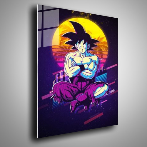 Cuadro Metálico Goku Neon Dragon Ball Anime Art 40x60cm