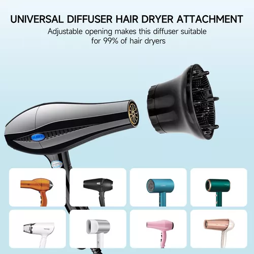 Difusor de cabello ajustable para cabello rizado, adecuado para secador de  pelo de 1.4 a 2.6 pulgadas, accesorio difusor universal para ondas