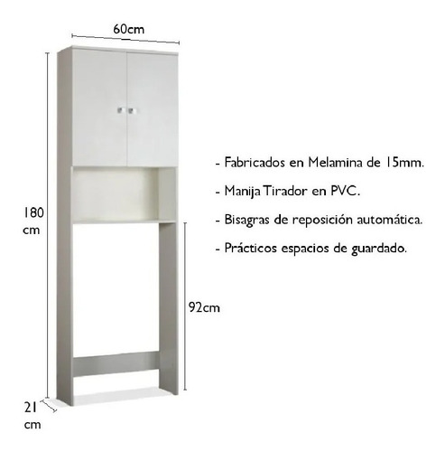 Imagen 4 de 4 de Mueble Sobre Inodoro Baño Organizador Kromo-s