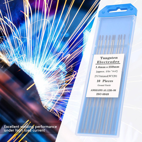 10pcs Wy20 2.0% Yttrium Tungsteno Electrodo Punta Azul Para