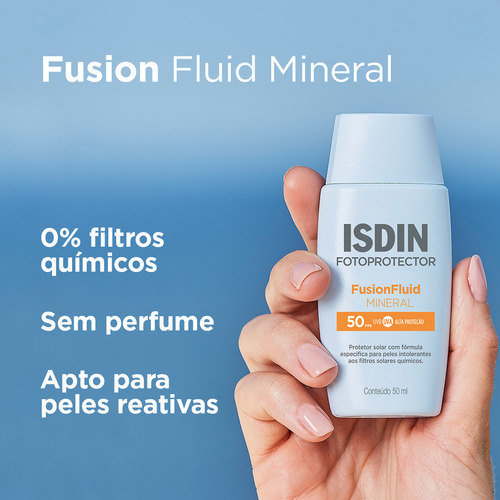 ISDIN Protetor Solar Facial Fusion Fluid Mineral FPS 50 - 50ml
