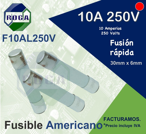 3pz Fusible Americano Cerámico 10a 250v | 10 Amperios 