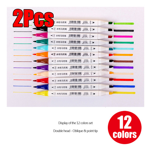 Kit De Rotuladores Art Markers De Doble Punta, 12 Colores, 0