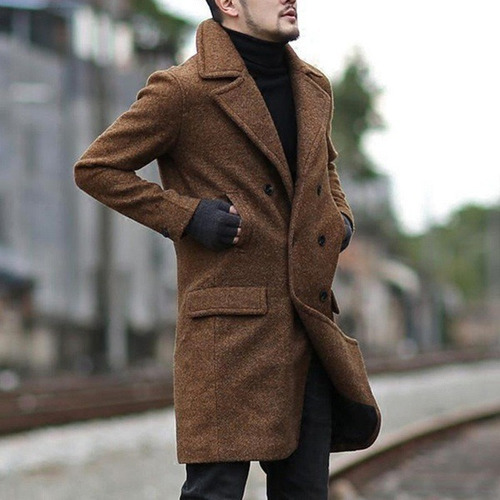 Chaqueta Trinchera Con Solapa De Tweed Para Hombre , Abrigos