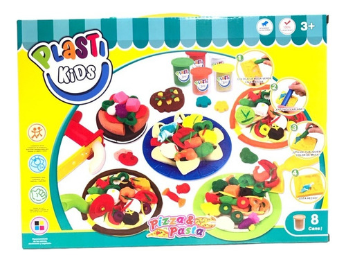 Set De Masas Plasti Kids Para Modelar Pizza Y Pasta Color Multicolor