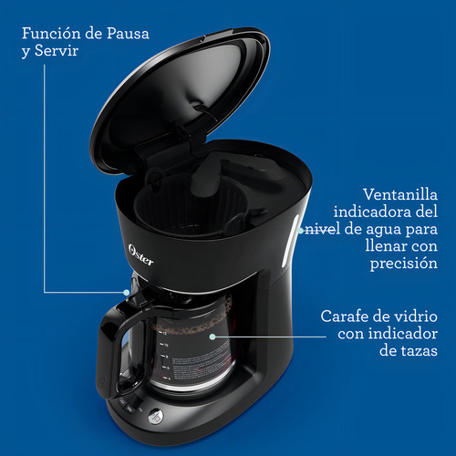 Oster® Cafetera Programable 12 Tazas Negra Bvstdcp12b
