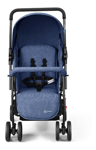 Carrinho De Bebê Com Alça Reversível Max Azul - Multikids