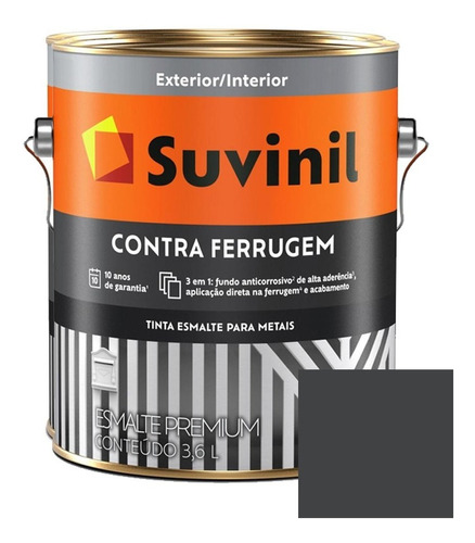 Esmalte Convertidor 3en1 Suvinil 3,6l Gris Oscuro Dcto/oxido