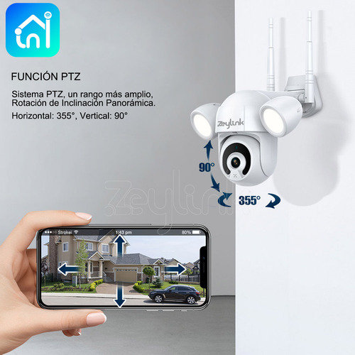 Cámara Ip Wifi Exterior 5mp Visión Nocturna Luz Led Zeylink