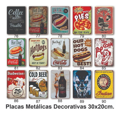 Imagen 5 de 10 de 10 Placas Poster Decorativos Metálica Cuadro Vintage Retro