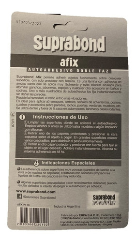 Imagen 2 de 3 de Lámina Autoadhesiva Suprabond Doble Faz - Remplaza Tornillo