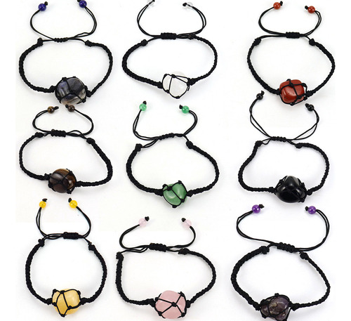 Pulsera De Hilo De Jade Negro Hecha A Mano