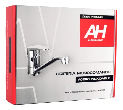 Griferia Premium Acero Inoxidable Monocomando Ah07 Ah Home